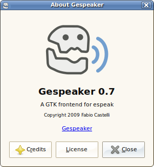 About dialog for Gespeaker 0.7