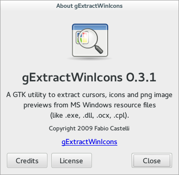 About dialog for gExtractWinIcons 0.3.1