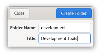 Create new folder window