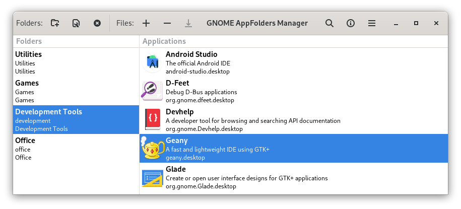 Main window with new AppFolder