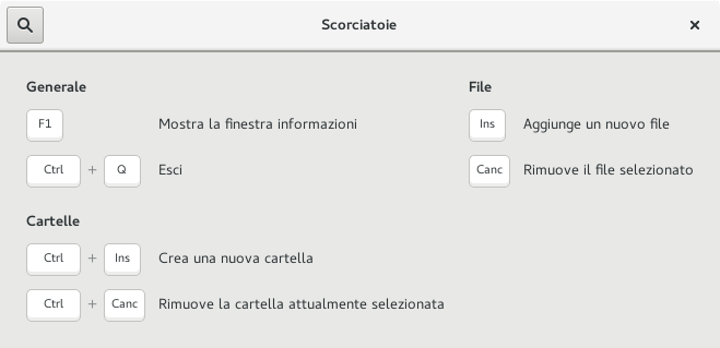 Finestra delle scorciatoie di GNOME AppFolders Manager 0.2.2