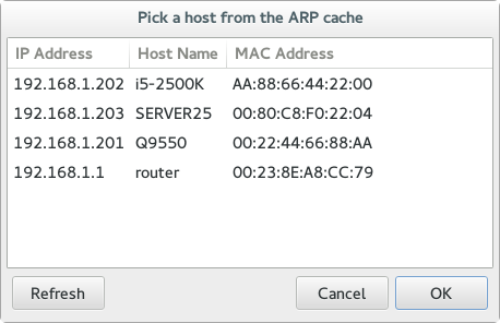 ARP cache picker dialog for gWakeOnLAN 0.6