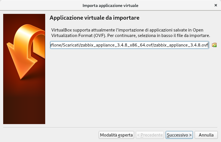 Applicazione virtuale da importare