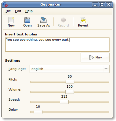 Main window for Gespeaker 0.2